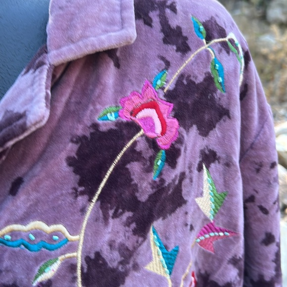 Indigo Moon NWOT embroidered beaded velvetine button up lined jacket size 2X - Picture 8 of 14